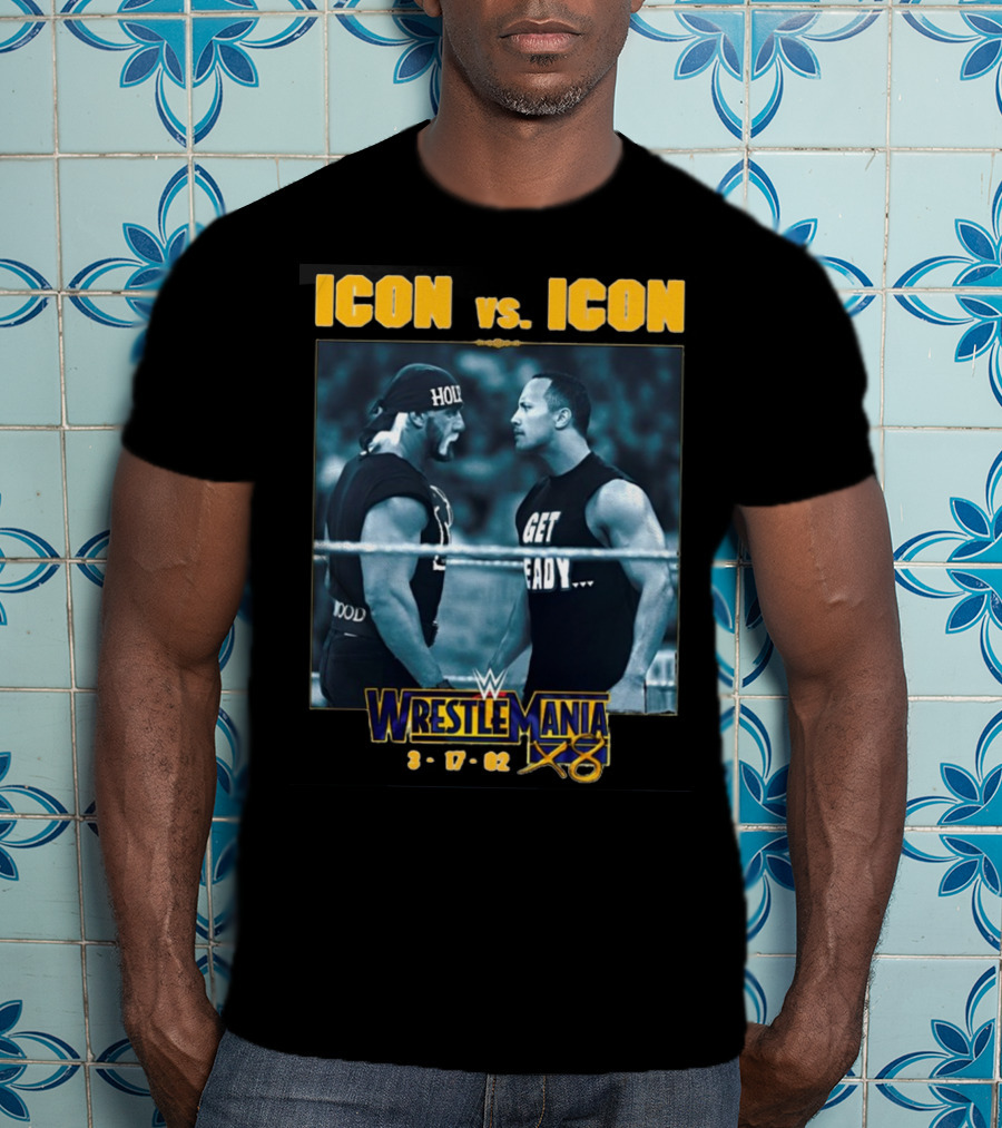 ICON Vs. ICON WrestleMania X8 The Rock Hulk Hogan 3-17-02 T-Shirt