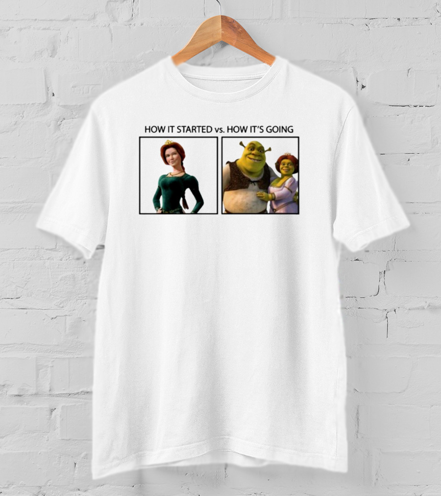 Shrek And Fiona How It Started Vs. How It's Going T-Shirt