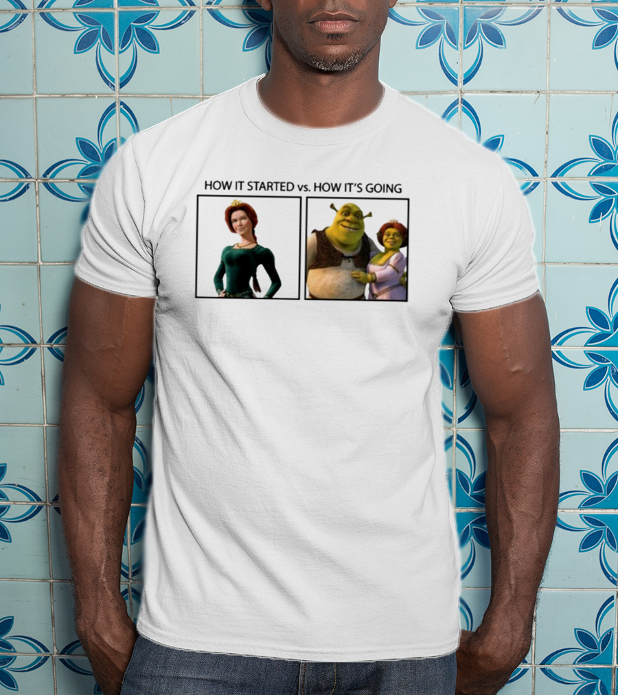 Shrek And Fiona How It Started Vs. How It's Going T-Shirt