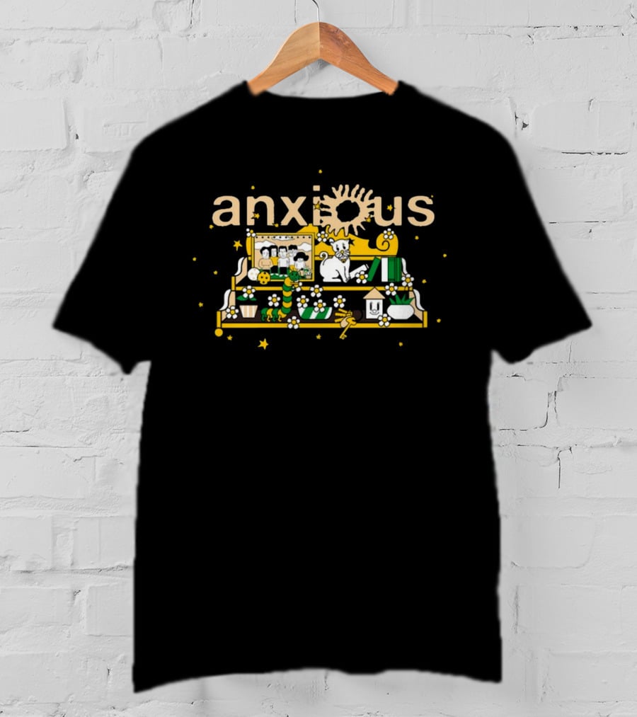 Anxious Shelf Cat Flowers Books Sun Shelf Décor T-Shirt