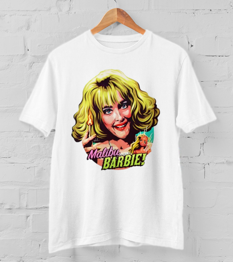 Malibu Barbie Debbie Jellinsky Doll Art With Flaming Lighter T-Shirt