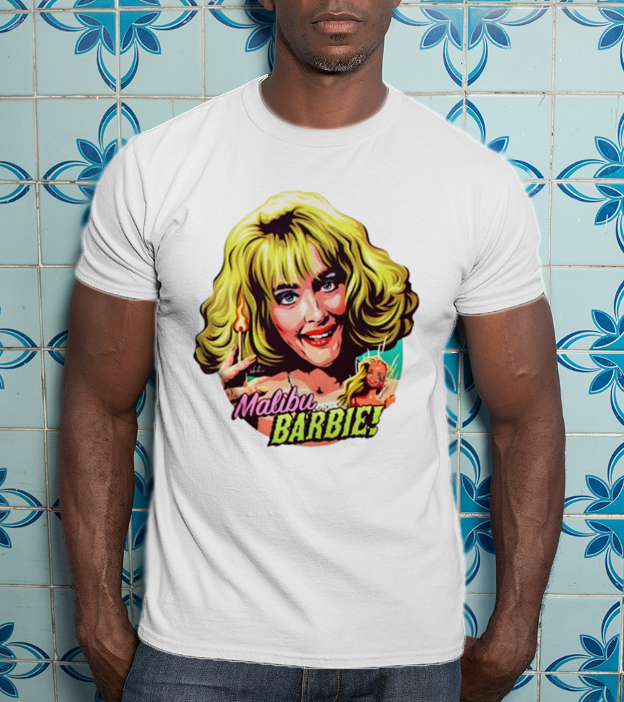 Malibu Barbie Debbie Jellinsky Doll Art With Flaming Lighter T-Shirt