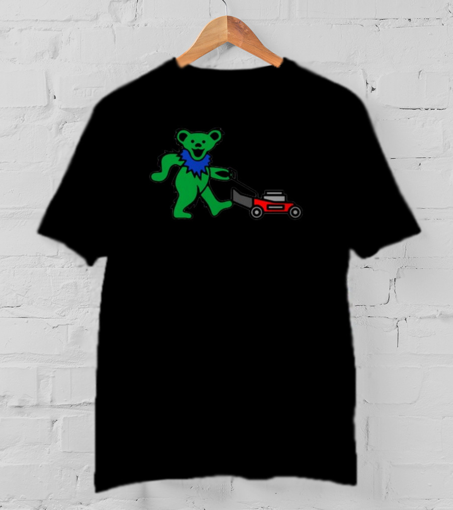 Middleclassfancy Mowing Bear Grateful Dead Dancing Bear Icon With Mower T-Shirt