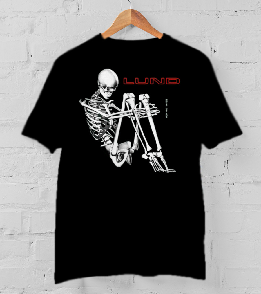 Lund Skeleton Sitting Bend Over Text Elements T-Shirt