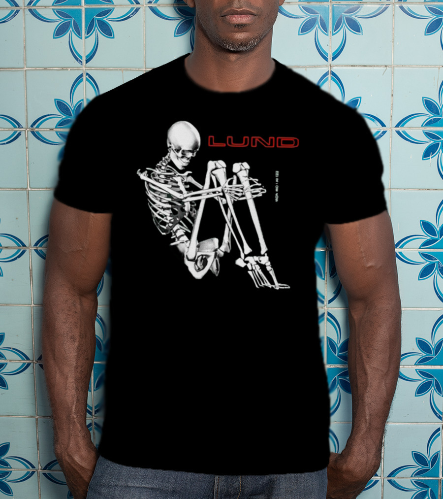Lund Skeleton Sitting Bend Over Text Elements T-Shirt