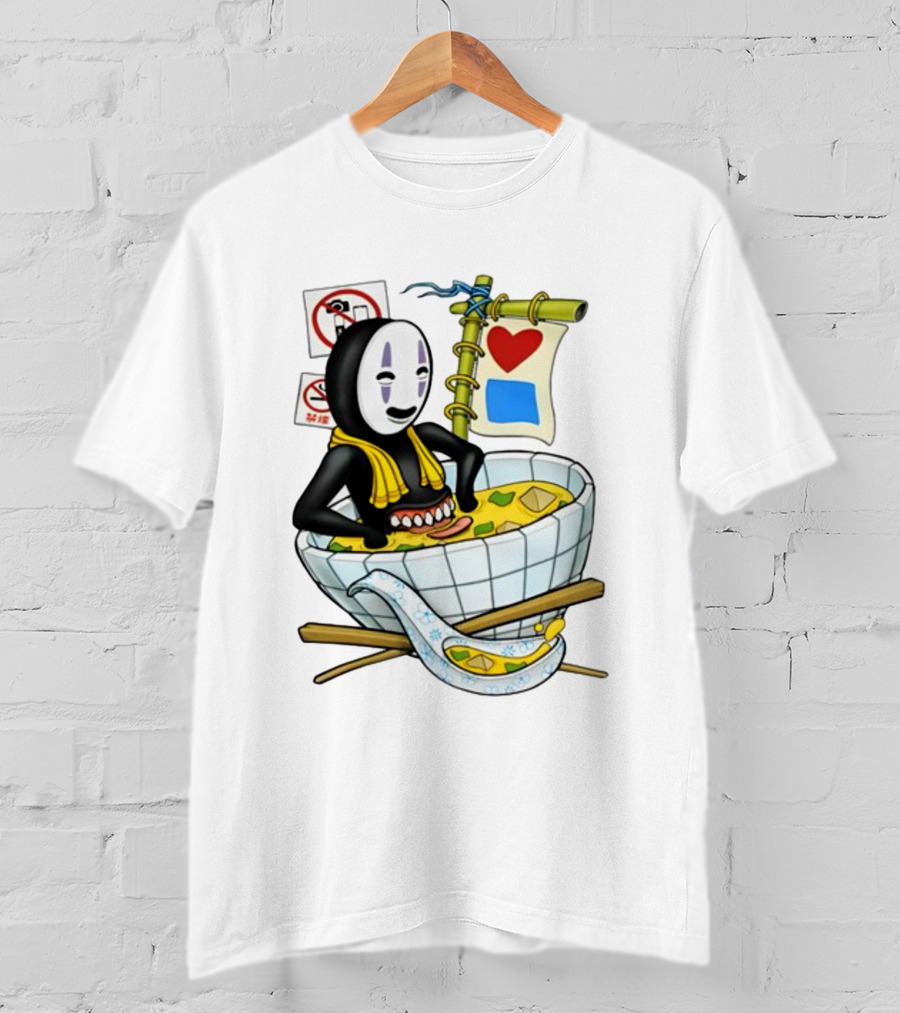 Bluetile Miso Bath Spirit Face Heart Bamboo Nobori T-Shirt
