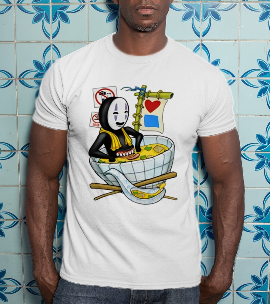 Bluetile Miso Bath Spirit Face Heart Bamboo Nobori T-Shirt