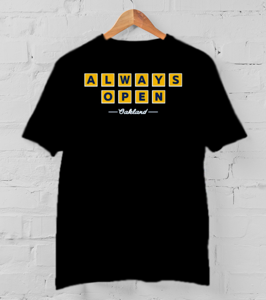 Always Open Oakland Scrabble Inspired Block Letters T-Shirt