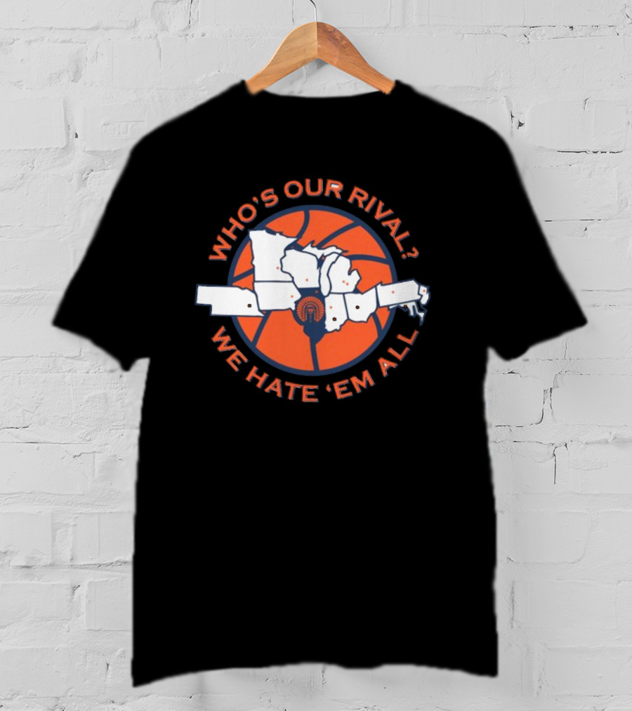 Illinois Basketball Who's Our Rival We Hate 'Em All Map T-Shirt