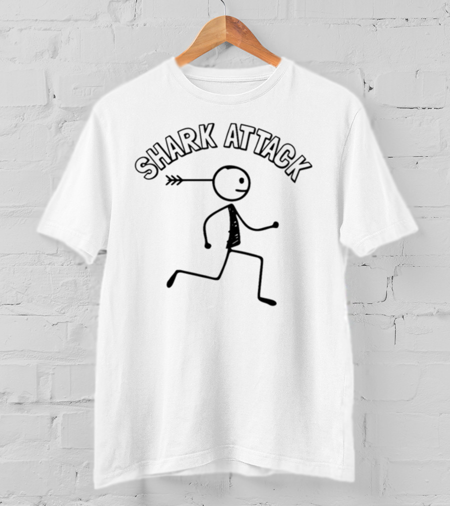 Dr Matt Carriker Wearing Shark Attack Stick Figure Arrow Head Running T-Shirt