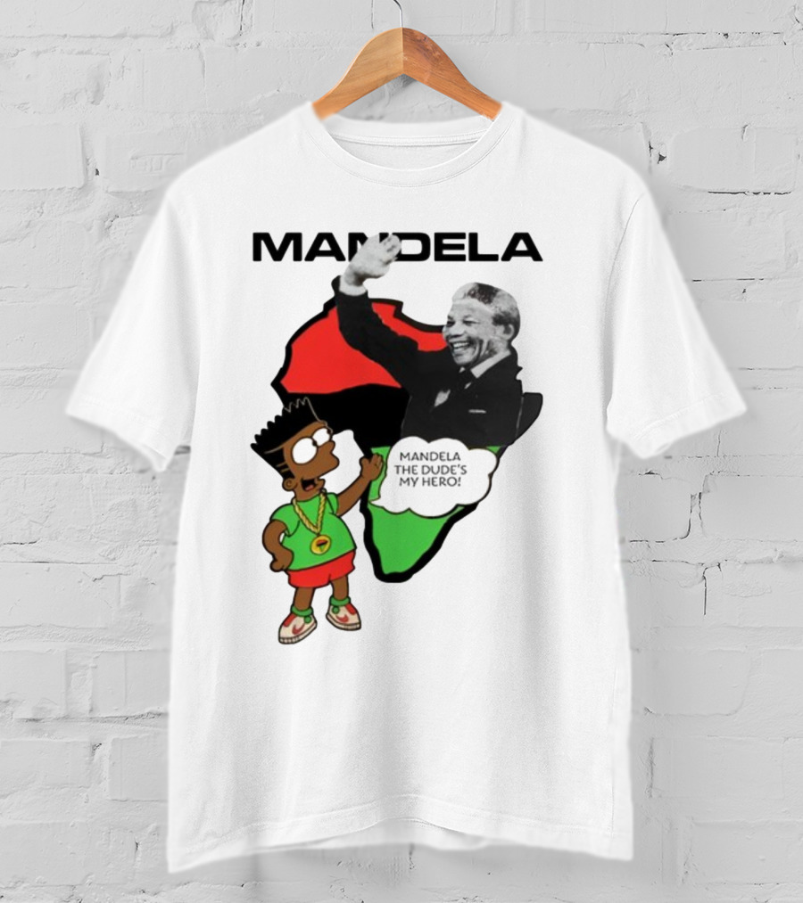 Mandela The Dude's My Hero Africa Cartoon Character T-Shirt