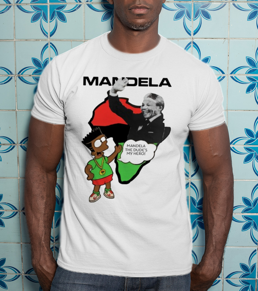 Mandela The Dude's My Hero Africa Cartoon Character T-Shirt