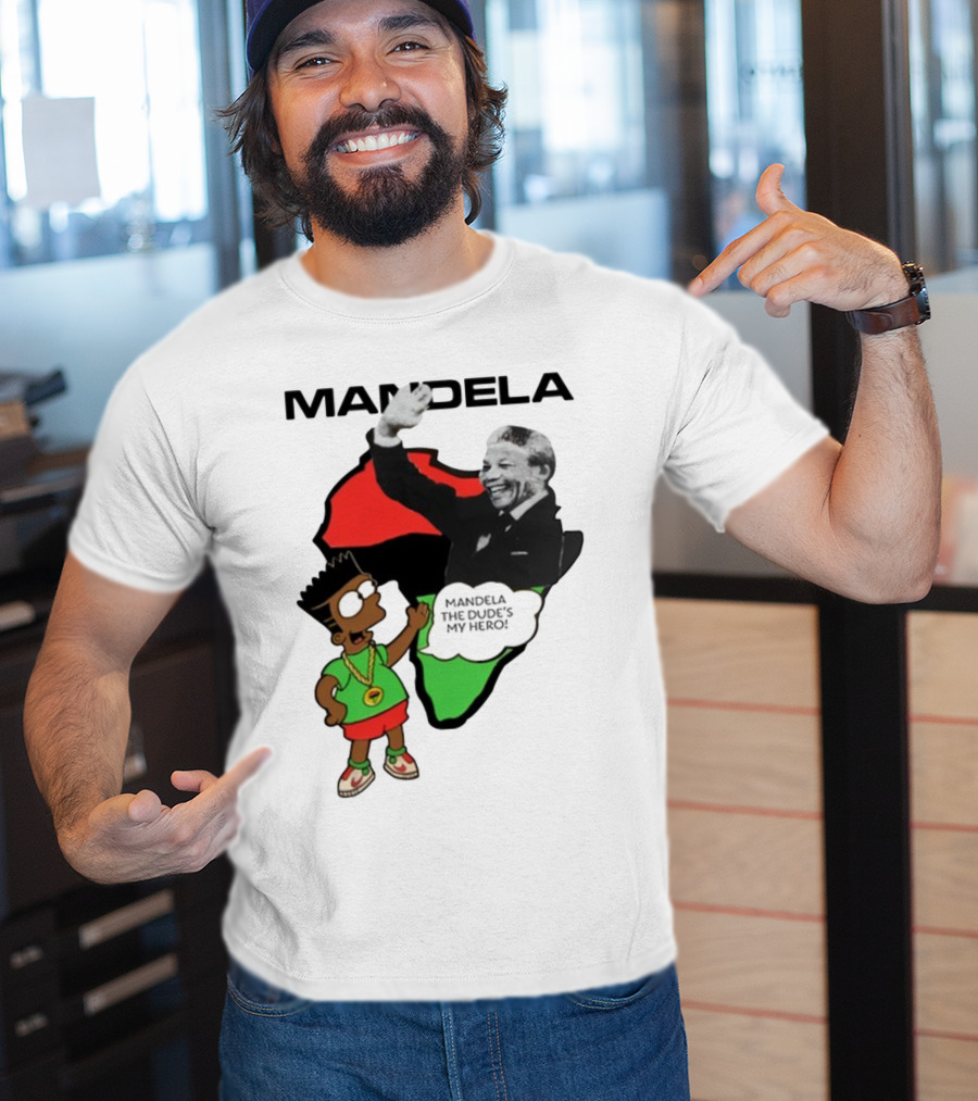 Mandela The Dude's My Hero Africa Cartoon Character T-Shirt