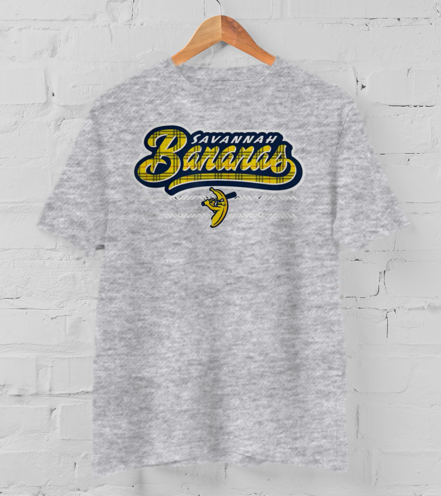 Savannah Bananas Yellow Plaid Baseball Logo Fun T-Shirt