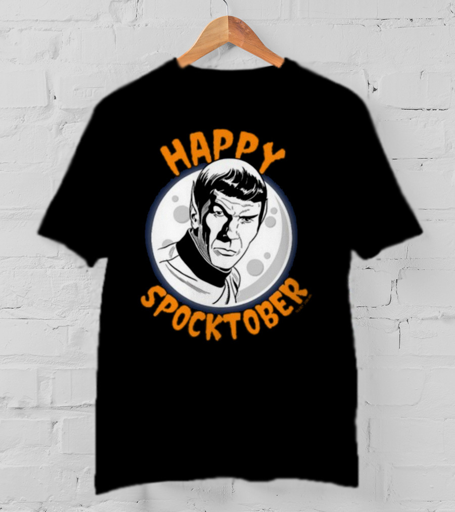 HAPPY SPOCKTOBER Moon Art Spock Vintage Style Retro Sci-Fi Character T-Shirt