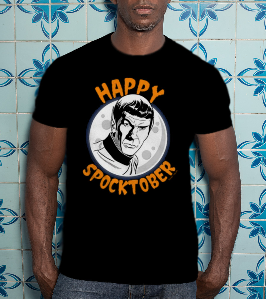 HAPPY SPOCKTOBER Moon Art Spock Vintage Style Retro Sci-Fi Character T-Shirt