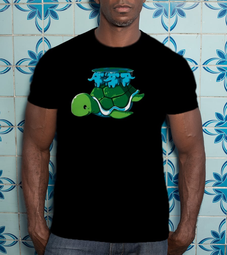 Bladezaim Teeturtle Green Turtle With Three Blue Elephants T-Shirt