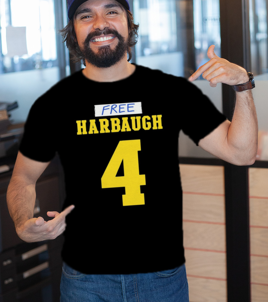 Free Harbaugh 4 J.J. McCarthy Michigan T-Shirt