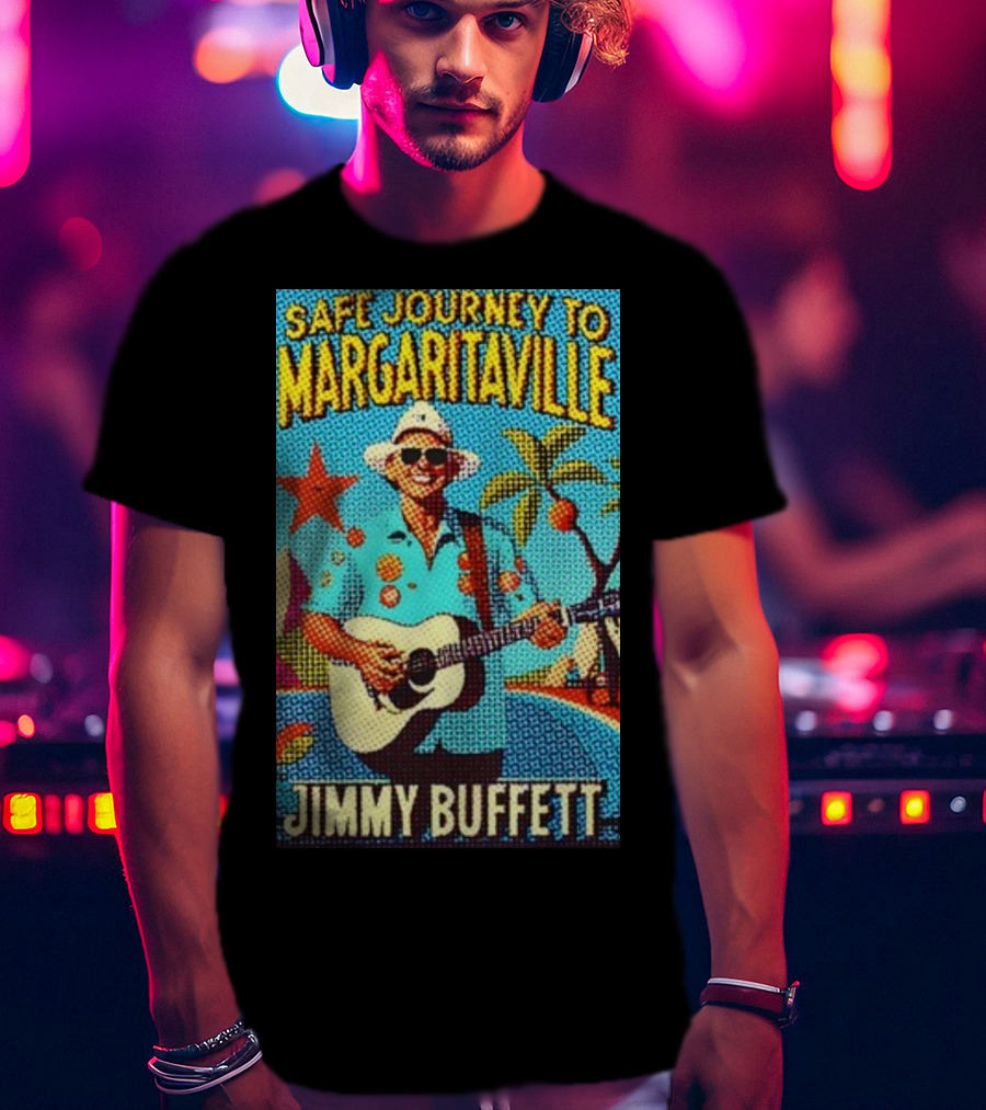 Safe Journey To Margaritaville Jimmy Buffett Tropical Guitar Fun T-Shirt