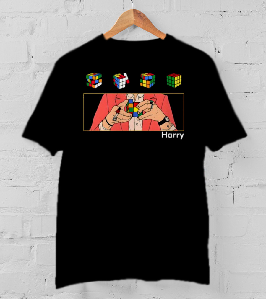 Harry Rubik's Cube Puzzle Hands Colorful Sequence T-Shirt