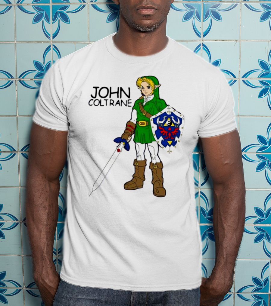 JOHN COLTRANE Lxix Apparel Zelda Inspired Character With Sword And Shield T-Shirt