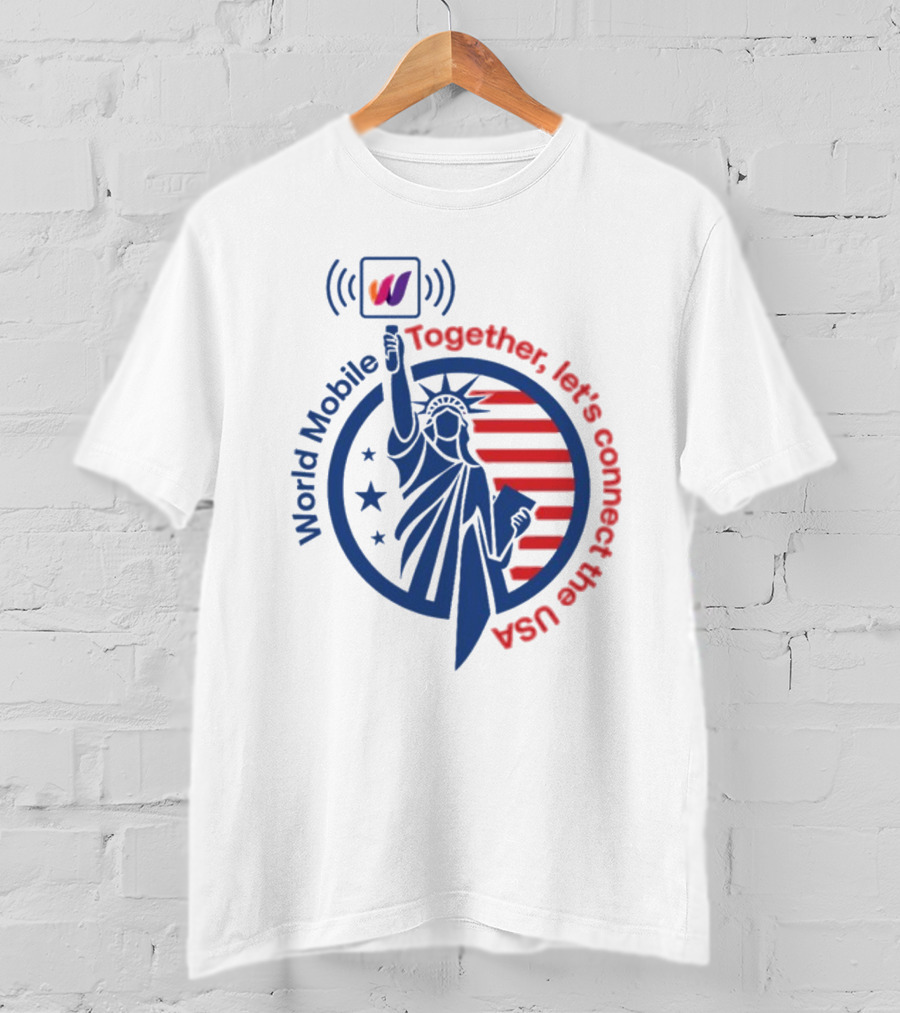 World Mobile Statue Of Liberty Connect The USA T-Shirt