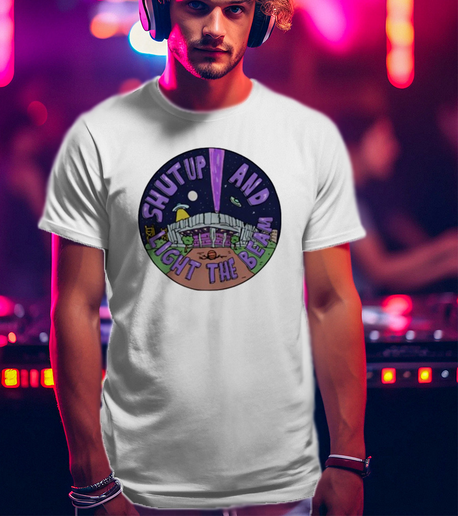 Deuce Mo Sacramento Shut Up And Light The Beam Stadium Night Scene T-Shirt