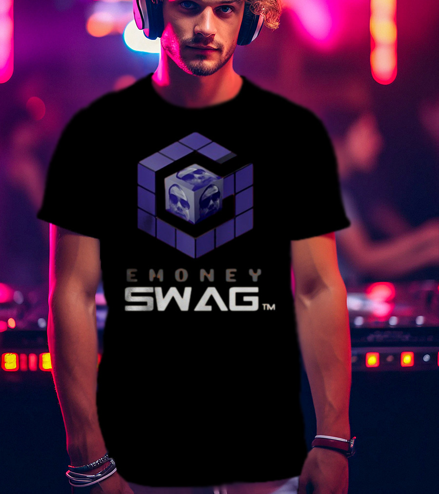 Erobb221 Emoney Swag Cube Design With Purple Blocks T-Shirt