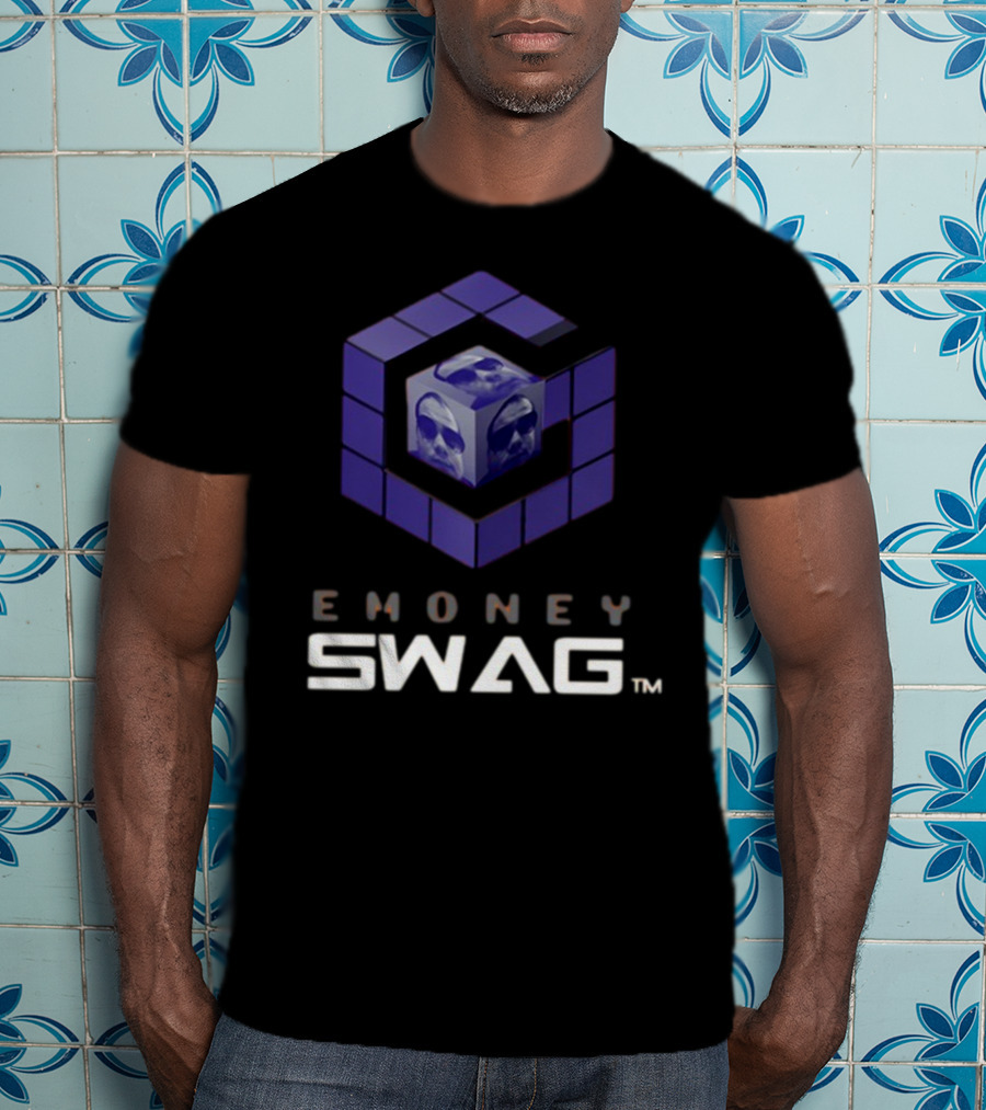 Erobb221 Emoney Swag Cube Design With Purple Blocks T-Shirt