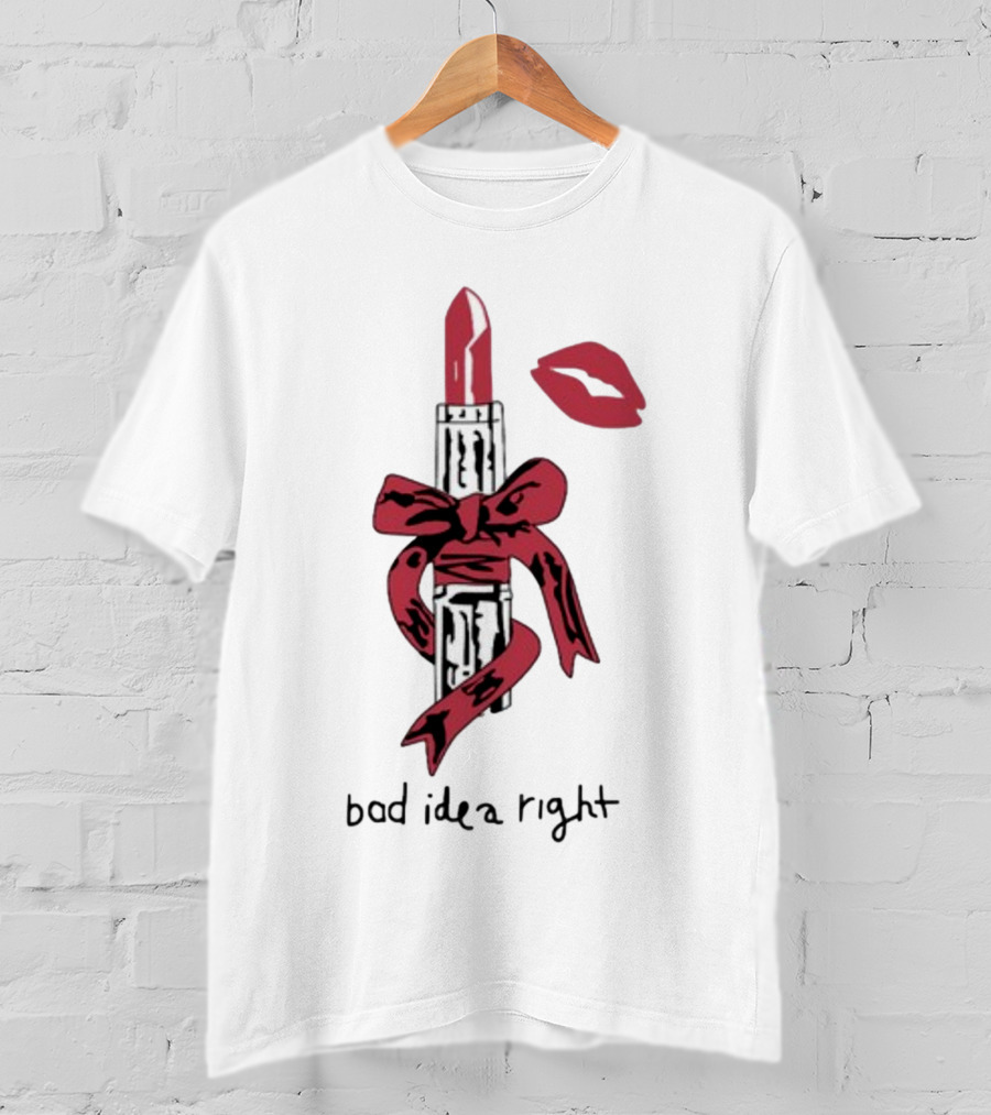 Bad Idea Right Lipstick Bow And Kiss T-Shirt