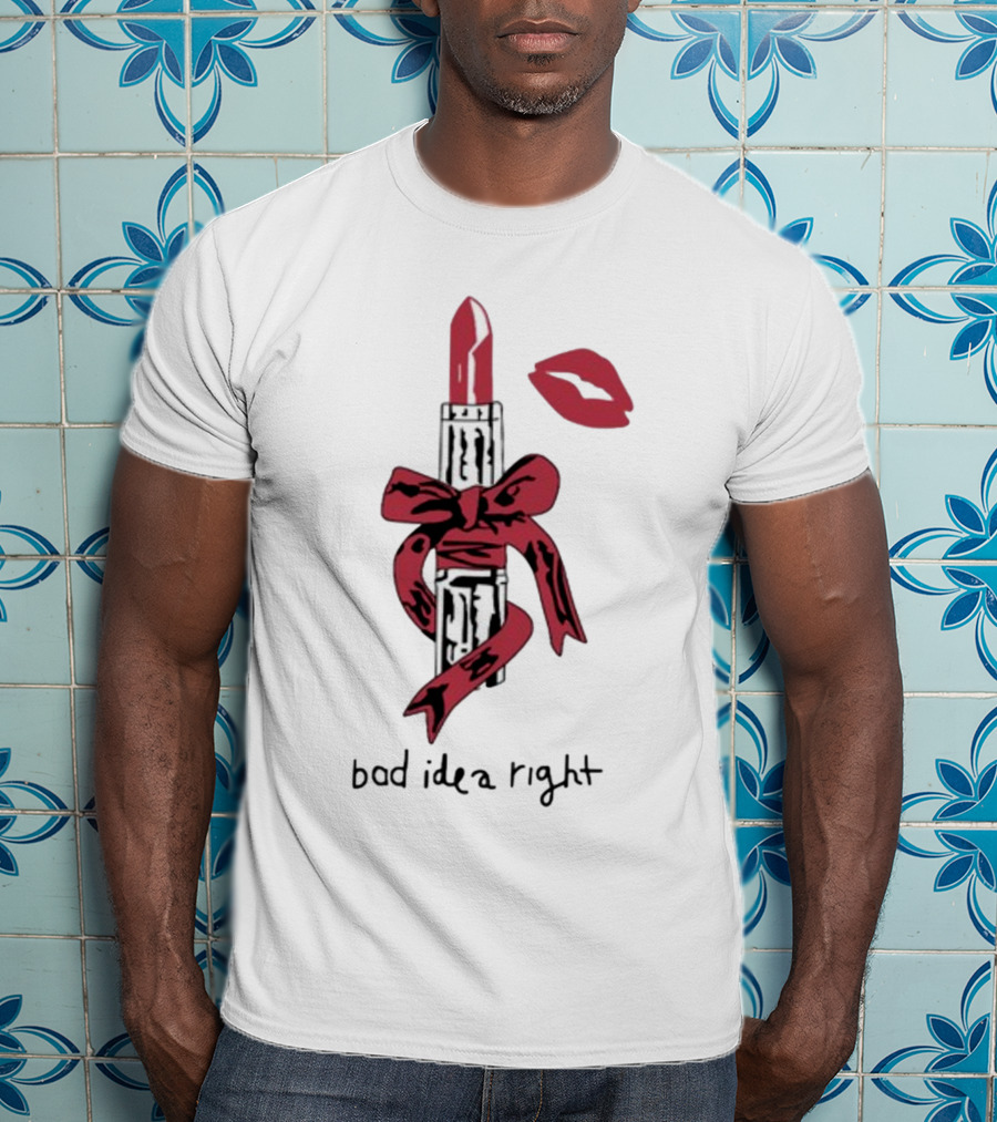 Bad Idea Right Lipstick Bow And Kiss T-Shirt
