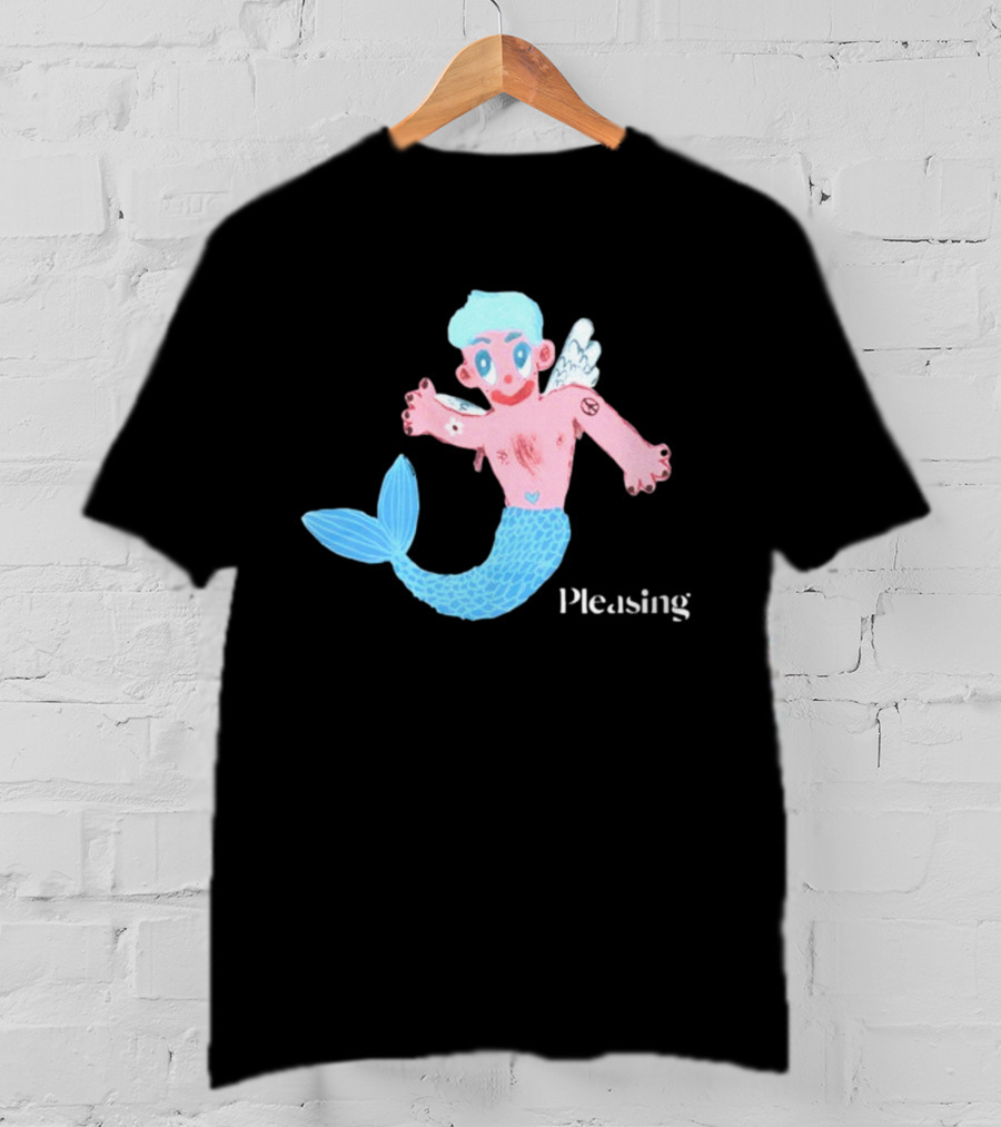 Pleasing Hairy Mermaid Graphic With Wings And Heart Tattoo T-Shirt