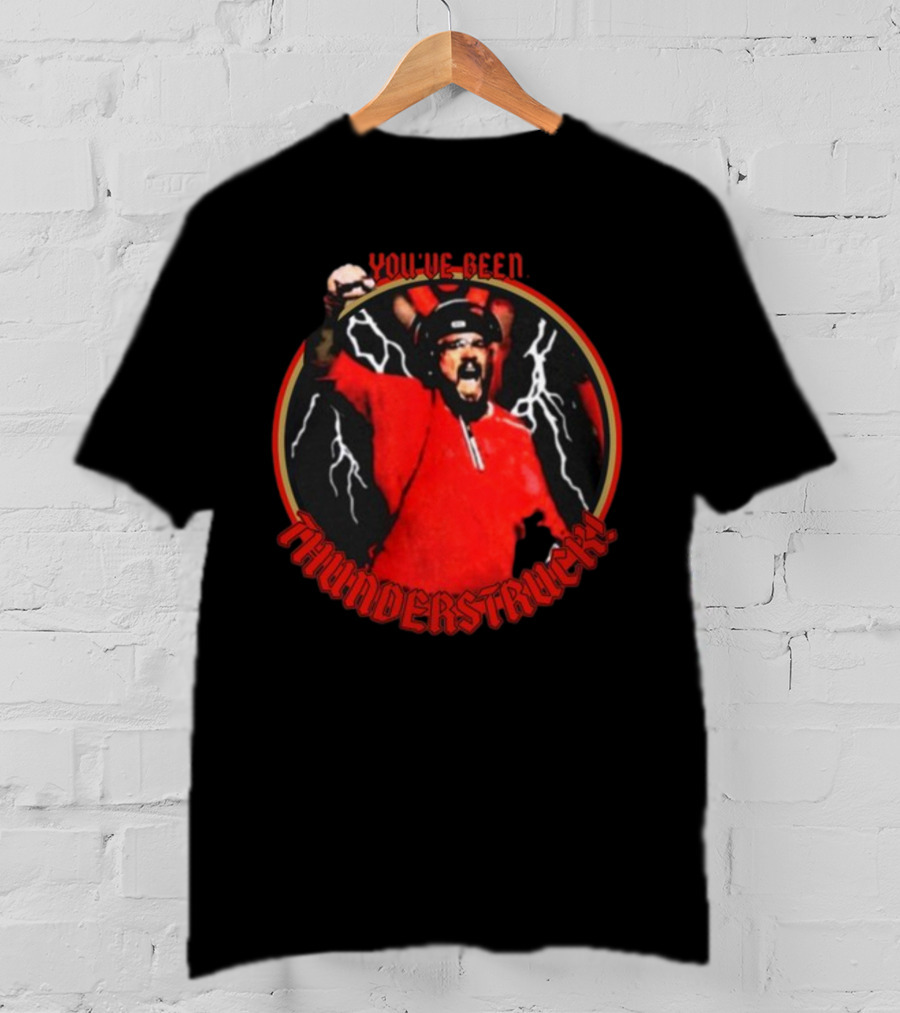 Kris Kocurek You've Been Thunderstruck Red Shirt Lightning Bolts T-Shirt
