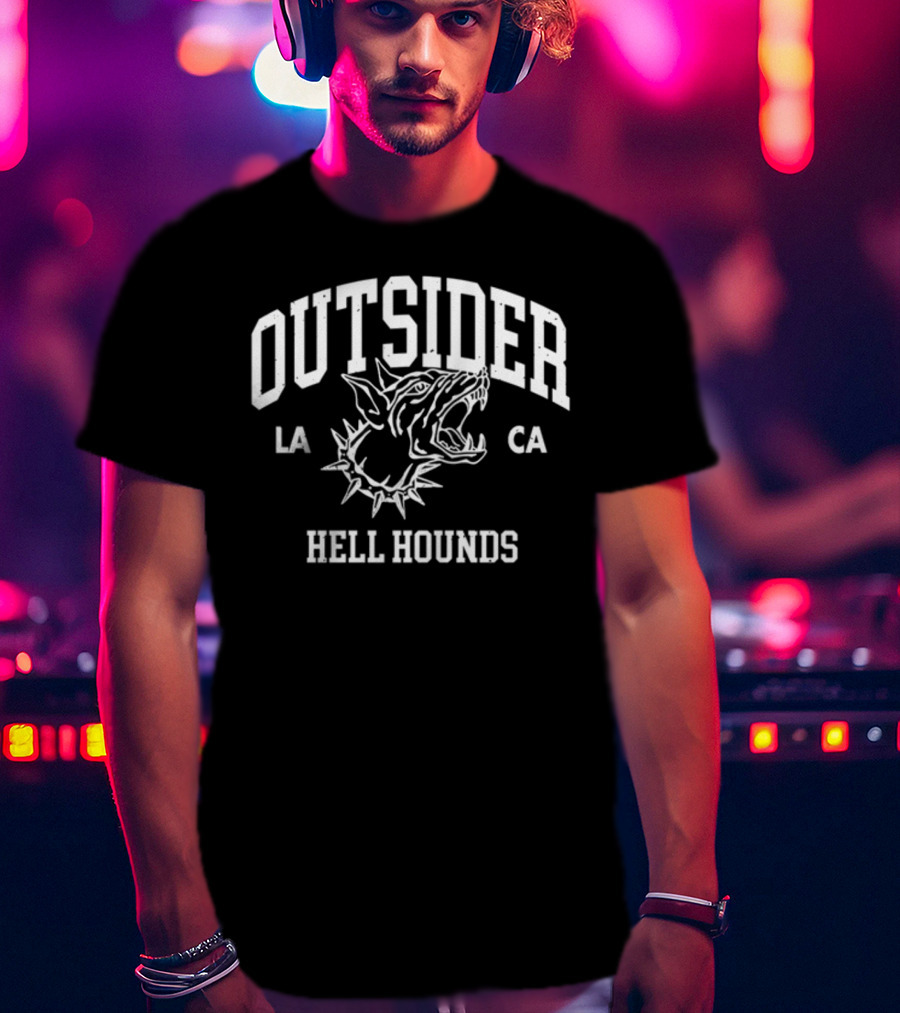 Outsider Hell Hounds LA CA Fierce Canine Emblem T-Shirt