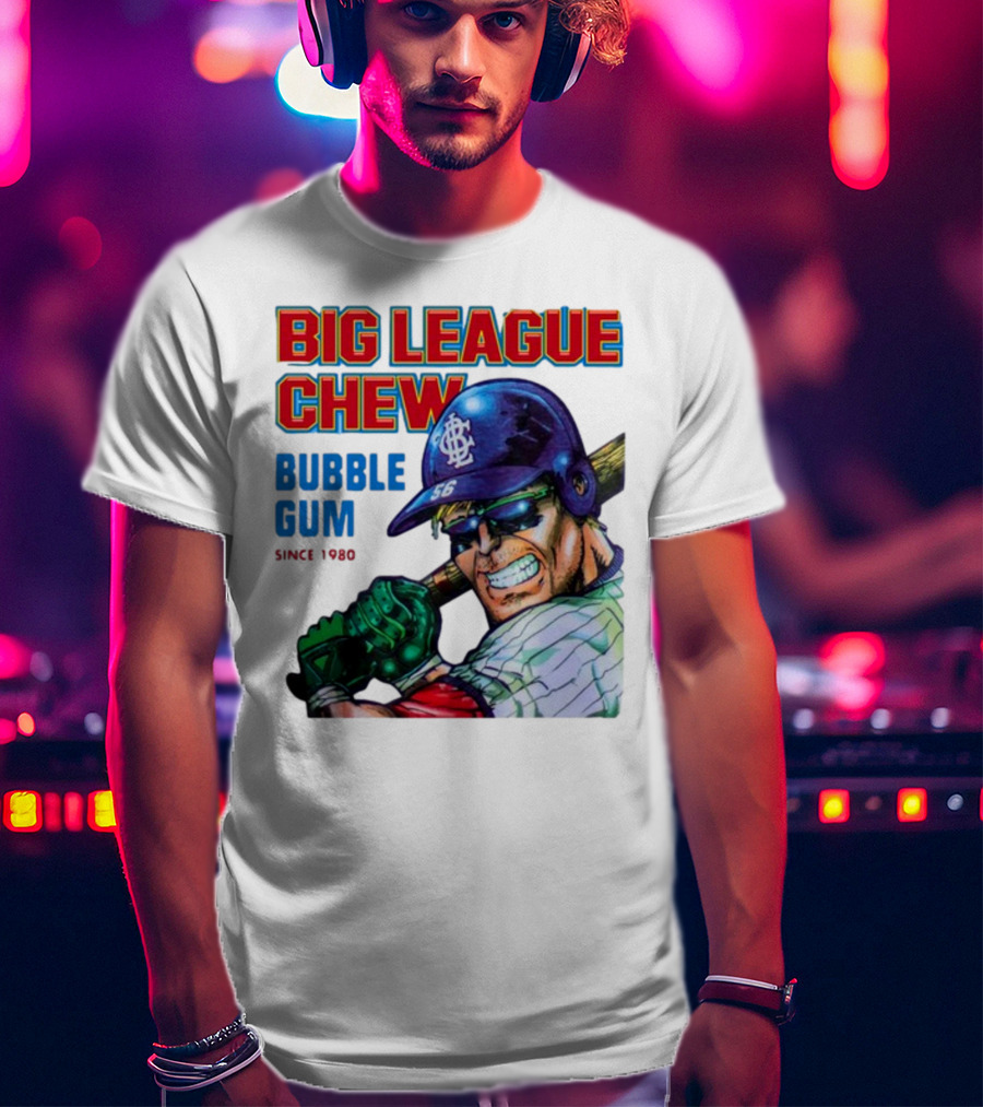 Big League Chew Bubble Gum Since 1980 Baseball Player T-Shirt