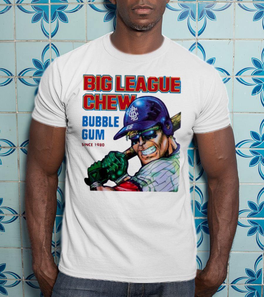 Big League Chew Bubble Gum Since 1980 Baseball Player T-Shirt