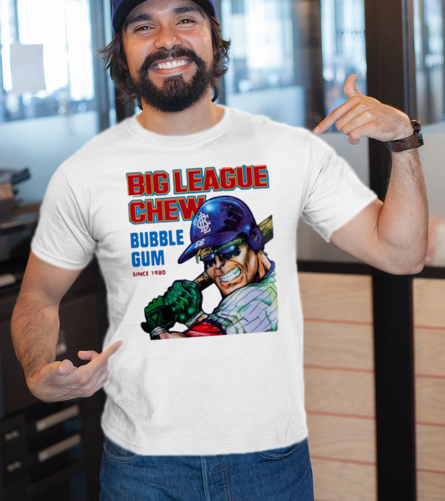 Big League Chew Bubble Gum Since 1980 Baseball Player T-Shirt