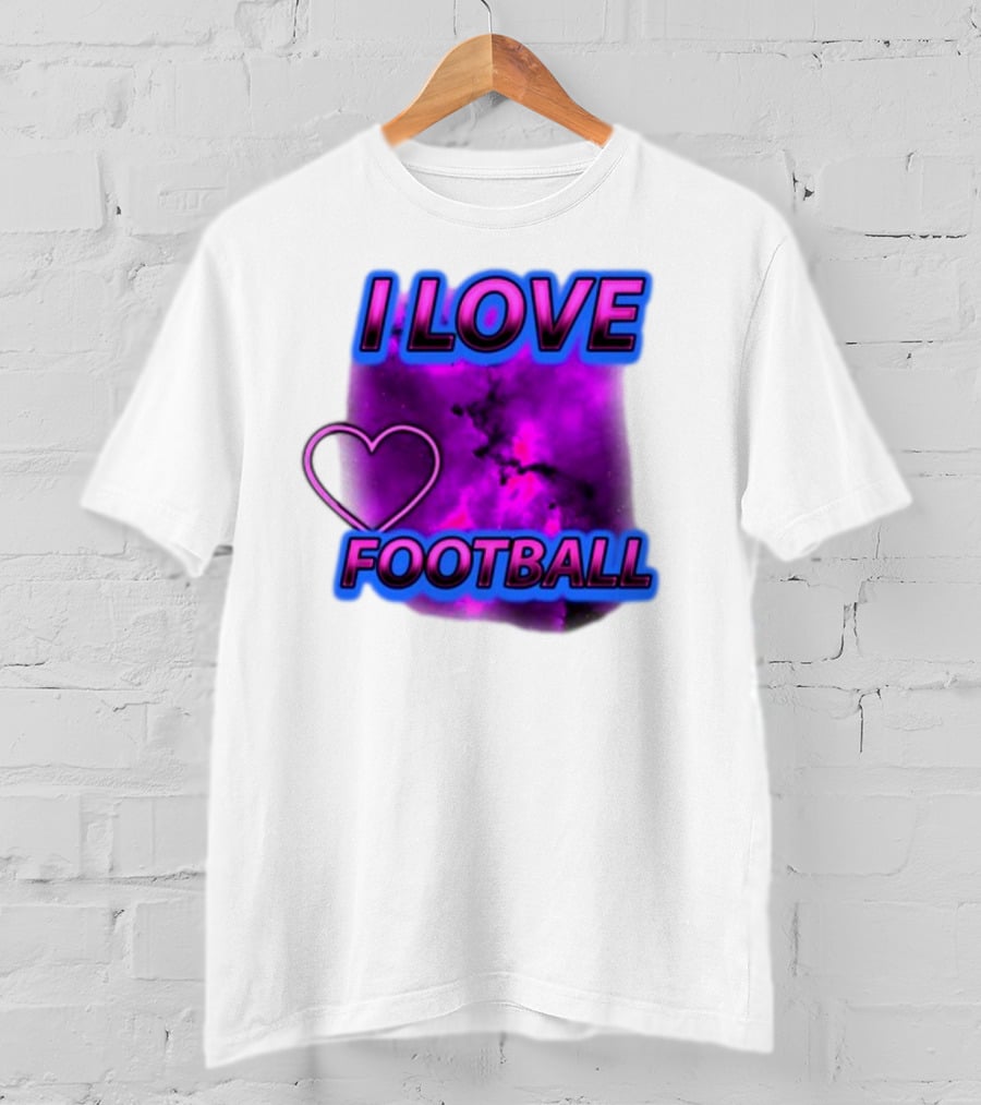 I Love Football Heart Purple Galaxy T-Shirt