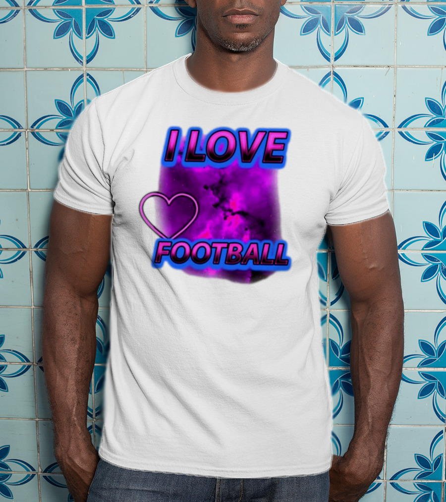 I Love Football Heart Purple Galaxy T-Shirt