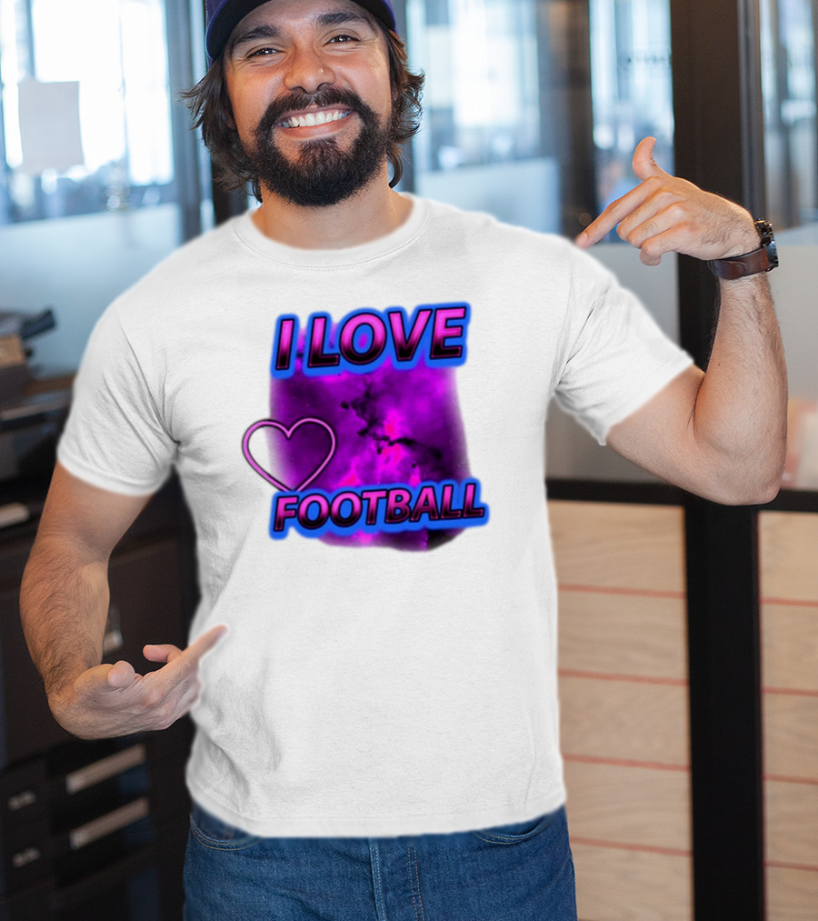 I Love Football Heart Purple Galaxy T-Shirt
