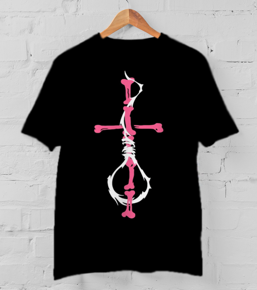 Drokenji Wywh Pink Bone Cross T-Shirt