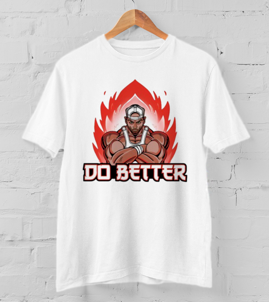 Joey Swoll Do Better Anime Character With Flames T-Shirt