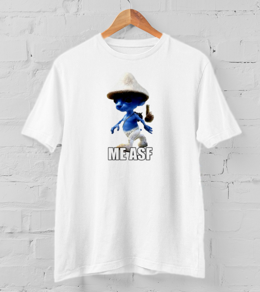 Goofyahhtees Smurf Me Asf Blue Mushroom Character T-Shirt