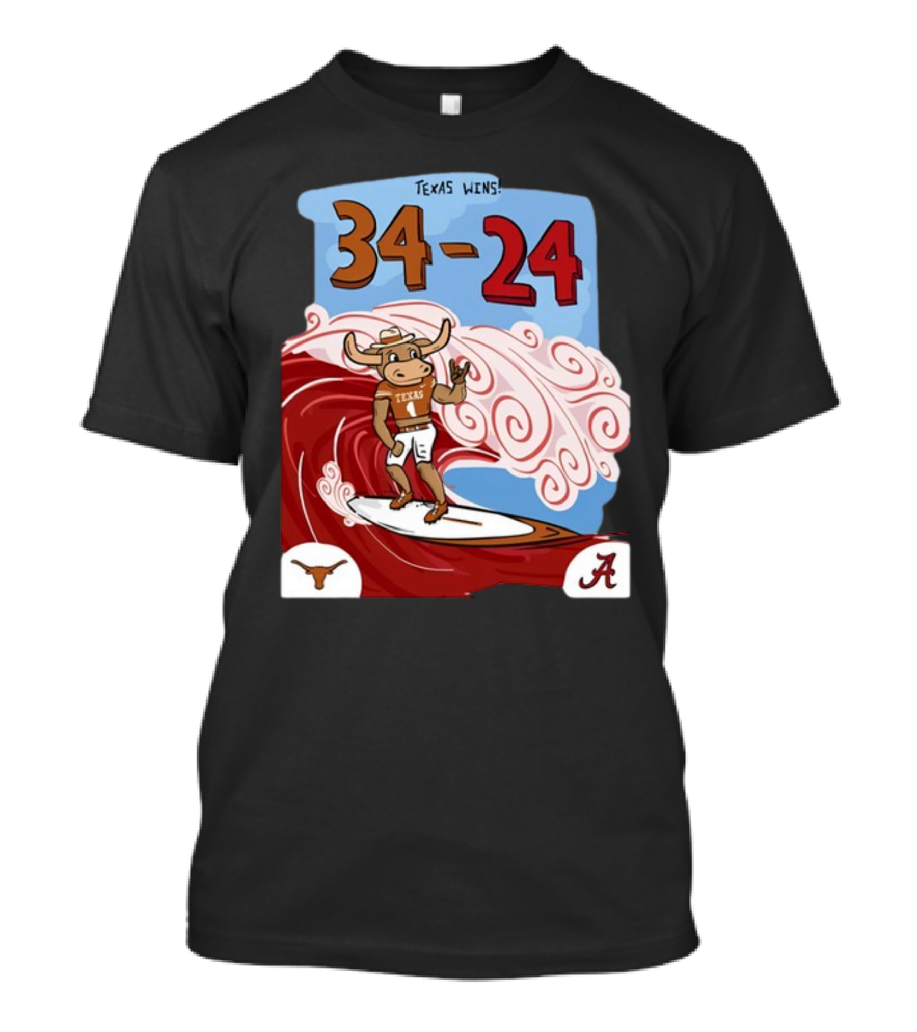 Texas Wins 34 24 Longhorn Surfer Victory Over Alabama T-Shirt