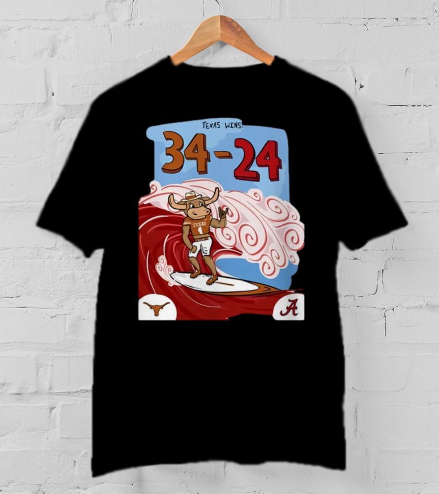 Texas Wins 34 24 Longhorn Surfer Victory Over Alabama T-Shirt
