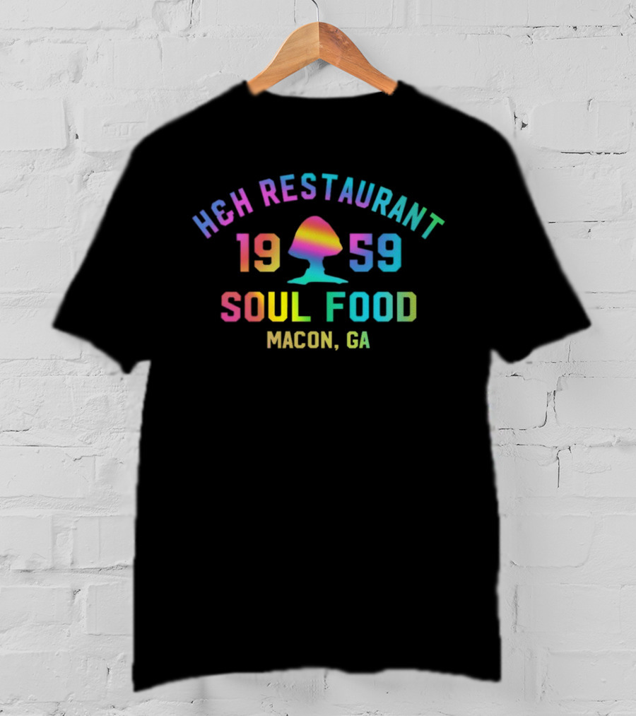 H&H Restaurant 1959 Soul Food Macon GA Vintage Rainbow T-Shirt