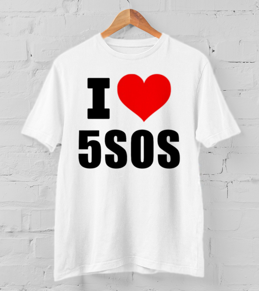 Ashton Irwin Wearing I Love 5SOS Fan Merchandise T-Shirt