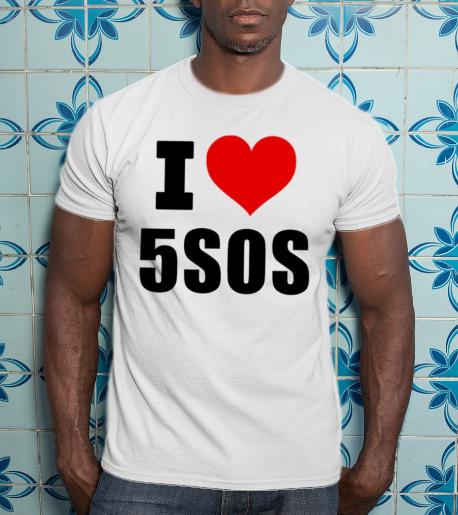 Ashton Irwin Wearing I Love 5SOS Fan Merchandise T-Shirt