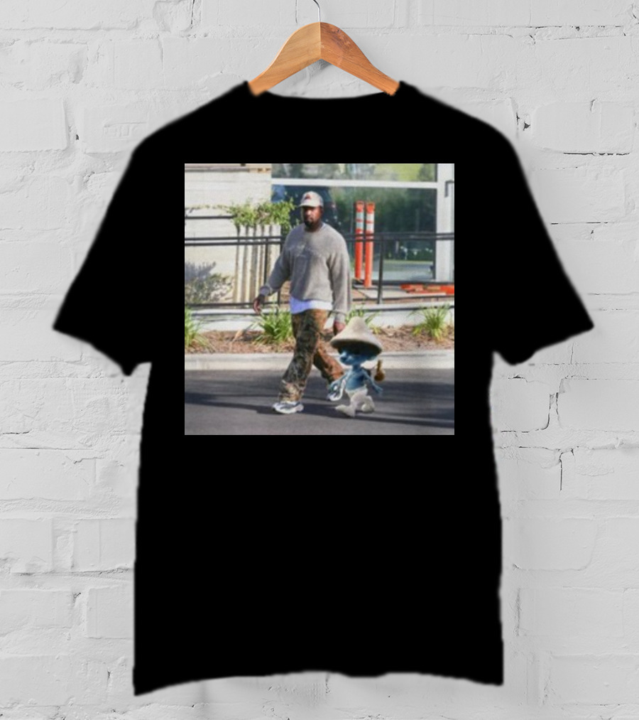 Kanye West Walking With Smurfcat Collaboration Content T-Shirt