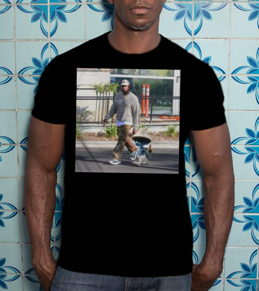 Kanye West Walking With Smurfcat Collaboration Content T-Shirt